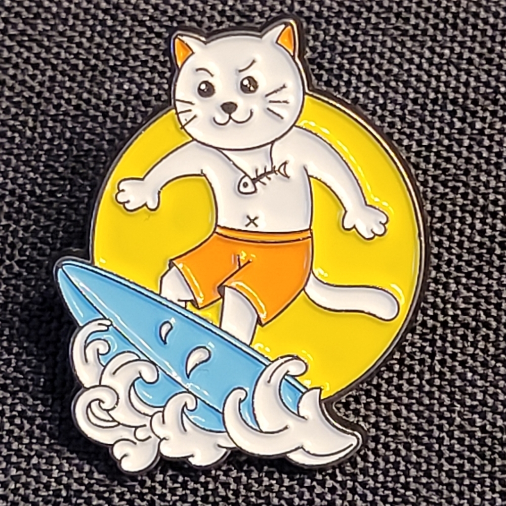 Surfing Cat Enamel Pin